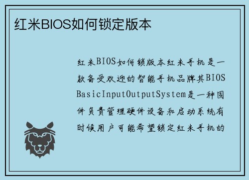 红米BIOS如何锁定版本
